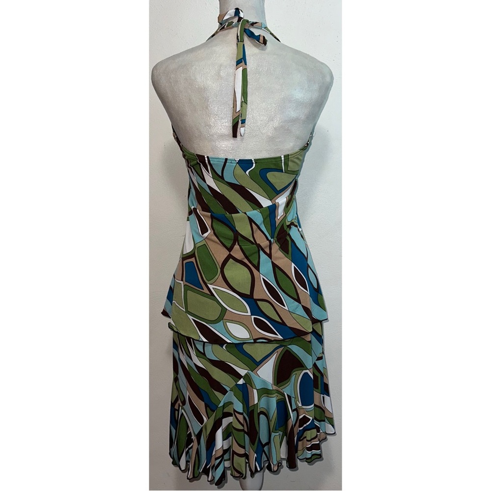 Vtg Y2K Abstract Stretch Halter Top & Mini Skirt Set - Picture 3 of 13